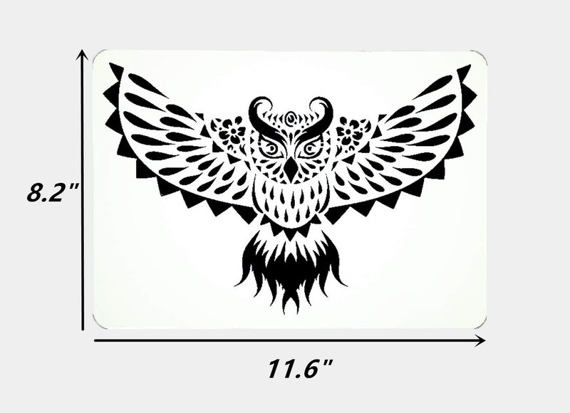 OBUY Lion Deer Tiger Wolf Whale Horse Animal Stencils for Painting on Wood, Fabric, Walls, Airbrush + More | Reusable Mylar Template (Owl) - Image 2